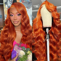 Dorashion 36 Inch Ginger 13X4 Lace Front Wigs Human Hair Glueless Ginger Orange Colored Body Wave Lace Front Wigs With Baby Hair Pre Plucked 180 Density Hd Transparent Lace Frontal Wigs For Women