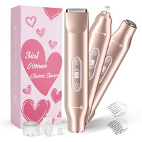 Ihowin Bikini Trimmer For Women,3 In 1 Electric Razor With Ceramic Blades, Ipx7 Waterproof, Usb Rechargeable, Painless Hair Removal For Face,Body,Bikini Area, Travel Grooming Kit (Rose Gold)