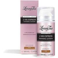 Loving Tan New 2 Hr Express Self Tanning Body Lotion, Dark - Hydrating Natural-Looking Glow Sunless Self Tanner, Streak-Free, Dermatologist Tested, Lightweight, Vegan And Cruelty-Free - 3.3 Fl Oz