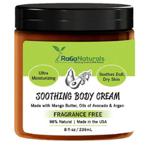 Raganaturals Natural Moisturizing Cream - Body & Face Moisturizer For Dry To Very Dry, Sensitive Skin - Unscented Body Cream With Vitamin E & Avocado, Argan Oil - Non-Comedogenic, Fragrance Free -8 Oz