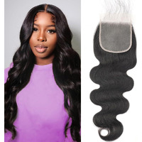 5X5 Lace Closure Body Wave Hd Lace Closure Pre Plucked 100% Brazilian Virgin Human Hair Extensions For Black Women With Baby Hair Free Part Natural Color 12 Inch