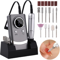 Electric 45000Rpm Nail Drill Machine Rechargeable Portable Nail File Electric Diy Nail Drill Kit With Smart Lcd Screen For Gel Nail Manicure And Pedicure Reflective Body Etc (Grey)