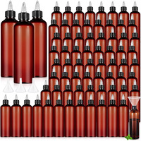 Barydat 72 Pcs 8 Oz Squeeze Bottle Twist Top Applicator Bottles Empty Hair Oil Bottle With Funnels Refillable Amber Plastic Bottles For Liquid Hair Oil Shampoo Lotion