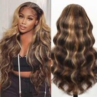 Kesenmu Ombre Lace Front Wig Human Hair, 13X6 Hd Honey Blonde Body Wave Lace Frontal Wigs Human Hair With Baby Hair,210% Density Colored 4/27 Highlight Wig Human Hair For Women 22 Inch
