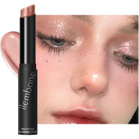 Shimmer Stick For Eyes, Lips, Face And Body Cream Highlight Eyeshadow, Multi-Use Diamond Like Shine, Moisturizing Formula Sheer Finish, Rose Gold Undertone Silver Sparkle