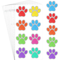 Blulu 25 Sheets 200 Pcs Dog Paw Glitter Tattoo Sticker Paw Print Tattoos Temporary Sparkly Small Stickers Removable Dog Stickers For Women Face Body School Home Art Craft Party Supplies(Colorful)