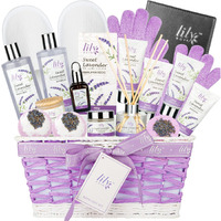Mothers Day Gift For Mom - Relaxing 18-Piece Bath And Body Basket For Women Lavender Spa Gift Basket Set Bath Collection With Bath Bomb | Christmas, Birthday, Perfect Spa Present For Her All Occasions