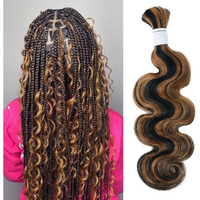 Goulus #P1B/30 Body Wave Bulk Human Hair For Braiding No Weft Boho Braids Human Hair Brading Hair Extensions 100G One Bundle Wet And Wavy Human Braiding Hair For Boho Braids(16Inch, P1B/30 Body)