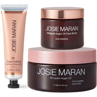 Josie Maran Whipped N' Ready To Glow Body Care Set - Includes Argan Intensive Creamy Oil, Face Cream & Body Butter - Nourishes, Hydrates & Firms Skin - Radiance-Boosting Gift Set (3 Count)