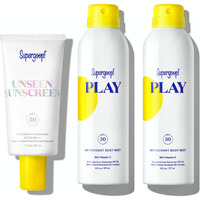 Supergoop! Unseen Sunscreen Spf 50 Invisible Sun Protection For Face (1.7 Fl Oz) + Play Antioxidant Body Mist Spf 50 (Pack Of 2, 6 Fl Oz Each) - Broad Spectrum Body & Face Sunscreen