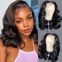 Aolisox 12 Inch Bob Wig Human Hair 13X6 Body Wave Lace Front Wigs Human Hair Pre Plucked 200 Density Hd Lace Frontal Wigs Human Hair For Women Glueless Wigs Human Hair With Baby Hair Natural Black