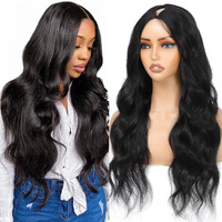 Nzinzi V Part Wig Human Hair Body Wave Upgrade U Part Human Hair Wig With Clips Glueless Wigs Human Hair Beginner Friendly V Shape Clip In Half Wigs For Women No Leave Out 180% Density 34 Inch