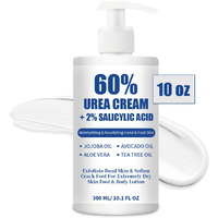 Urea Cream 60% Plus 2% Salicylic Acid For Feet Maximum Strength - Lotion For Dry Cracked Feet Elbows Knees Heels Hands, Hydrates Foot Care For Softening And Moisturizing, Callus Remover 10.1Oz