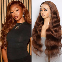 Lemoda 210% Ginger 13X6 Full Lace Frontal Human Hair Wigs 28Inch Body Wave 13X6 Hd Transparent Lace Front Wigs Brazilian Virgin Human Hair Wigs Great Qaulity Trendy Color