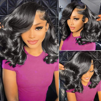 12 Inch Bob Wig Human Hair 13X6 Lace Front Wigs Human Hair Pre Plucked Body Wave Human Hair Wig 180% Density Glueless Wig For Women Natural Black Color