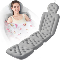 Bath Cushion, Full Body Bathtub Pillow With 160 Suction Cups, Bath Mat For Head And Neck Support, With Laundry Bag (Dark Gray, 60.2"" X 16.2"")