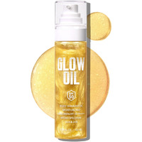 Body Glow Oil, Broad Spectrum Spf 50, Glitter Shimmer Sunscreen Body Oil Lotion With Sequin Mica, Lightweight Non-Sticky Moisturizer With Coconut, Skin Illuminator Glowing Results (03# Gold)