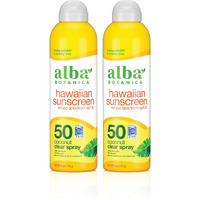 Alba Botanica Sunscreen Spray For Face And Body, Broad Spectrum Spf 50 Sunscreen, Hawaiian Coconut, Water Resistant And Biodegradable, 6 Fl. Oz. Bottle (Pack Of 2)