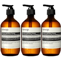 Aesop Geranium Leaf Body Cleanser | Non-Drying Gentle Cleanser | Geranium Leaf, Mandarin Rind, Bergamot Rind | 16.9 Oz / 500Ml (Pack Of 3)