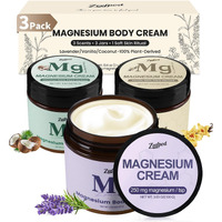 Magnesium Cream ,Topical Magnesium Cream For For Sleep,Leg Cramps & Pain, Muscle Relaxation, Calm,3-Pack With Lavender, Vanilla & Coconut Scents,Moisturizing Body Lotion, Safe For Kids (3 X 3.53Oz)