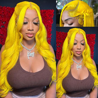 Xiapay 26 Inch Yellow Lace Front Wig Human Hair 13X4 Body Wave Lace Front Wigs Human Hair Pre Plucked Colored 200% Density Hd Lace Frontal Wig Glueless Yellow Wig Human Hair