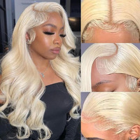 Keabalo 613 Lace Front Wig Human Hair 13X6 Transparent Lace Blonde Lace Front Wigs Human Hair Pre Plucked Glueless Wigs Human Hair 180% Density Body Wave Human Hair Wig 22 Inch