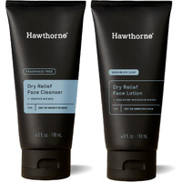 Hawthorne Men's Dry Relief Skincare Set. Ultra Moisturizing Face Cleanser And Lotion For Dry, Sensitive Skin. Calming, Natural Ingredients. Sulfate Free, Paraben Free, Phthalate Free. 4 Fl. Oz. Each.