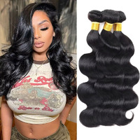 12A Human Hair Bundles 12 14 16 Inch Body Wave Bundles Human Hair 100% Unprocessed Brazilian Virgin Weave 3 Bundle For Women Natural Black Wet And Wavy Human Hair Extensions