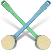 Bath Body Brush 15"" Long Handle Back Shower Brush Exfoliating Back, Body And Feet Scrubber (Blue & Green)