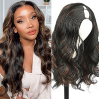 Mayouda Brown V Part Wig Long Body Wavy Wig Upgrade U Part Synthetic Wigs For Black Women Full Head Clip In Hair Glueless Synthetic Wigs