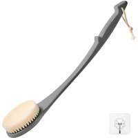 Back Scrubber For Shower, 17-Inch Shower Brush For Men And Women, Long Handle Exfoliating Body Brush, Medium Bristle Stiffness For Dry Or Wet Brushing (Deep Gray)