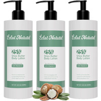 Clat Naturel Shea Butter Body Lotion For Dry Skin, 25% Shea Butter Lotion With Vitamin E Moisturizer, Hydrating Nourishing Moisturizing Pump Body And Hand Cream, 10.15 Fl Oz (Package Of 3)