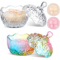 Tioncy 4 Pcs Large Body Powder Puff And Container Extra Large Body Powder Puff Dish Soft Washable Reusable Fluffy Makeup Sponge Wet Dry(Diamond,Colorful And Clear)