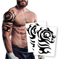 2 Sheets Large Temporary Tattoo Stickers For Men And Women Waterproof Fake Body Art Tattoos With Totem Design For Arm Chest Back
