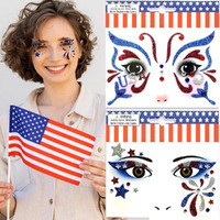 4Th Of July Face Gems Set, Glitter Usa Star Butterfly Face Temporary Tattoo Patriotic Eye Gems Face Stickers For Women, Body Eyes Jewels Stick On Face For Independence Day Party Festival Accessories