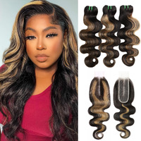 Hermous 13A Double Drawn Highlight 2X6 Closure With Bundles Body Wave Human Hair, 2X6 Hd Lace Closure Long Deep Part Virgin Hair Thick #F1B/27 Honey Blonde Ombre 3 Bundles And Closure 12 14 16+12 In