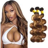 32 32 32 Inch Ombre Honey Blonde P4/27 Body Wave Bundles Human Hair Highlight 3 Bundles Brazilian Virgin Remy Hair Extensions