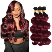 26 28 30 Inch 1B99J Red Bundle Burgundy Body Wave Human Hair Bundles Two Tone Black And Wine Red Bundles Human Hair Peruvian Emprie Burgundy Bundle