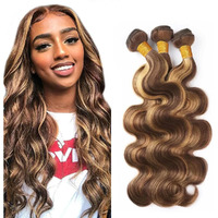 P4/27 Bundles Human Hair Highlight Brown Body Wave Bundles 8A Brazilian Virgin Blonde Body Wave Bundles Human Hair Extensions 26 28 30 Inch Honey Blonde Body Wave Bundles Human Hair Weave
