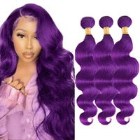 28 30 32 Inch Dark Purple Human Hair Bundles Purple Body Wave Bundle Honey Purple Bundle Brazilian Unprocessed Virgin Soft Hair Extensions 300G