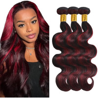 Highlight P1B99J Human Hair Bundles 99J Body Wave 3 Bundles 26 28 30 Inch 1B Burgundy Human Hair Bundle Brazilian Virgin 8A Remy Hair Bundle Black Color