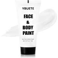 Ybuete White Water Based Face Body Paint, 2.37 Oz Washable Large Tube Full Coverage Face Paint Cream For Adult Carnival Cosplay Halloween Sfx Skull Joker Zombie Vampire Skeleton Goth Makeup