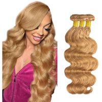 #27 Honey Blonde Bundles Human Hair Body Wave Bundles 22 24 26 Inch Blonde Body Wave Bundles Human Hair Extensions Double Weft Unprocessed Brazilian Virgin Hair 3 Bundles 50 Grams Per Bundle