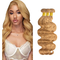#27 Blonde Bundles Human Hair Body Wave Bundles 24 24 24 Inch Honey Blonde Body Wave Bundle Human Hair Extensions Double Weft Unprocessed Brazilian Virgin Hair 3 Bundle 50 Grams Per Bundle