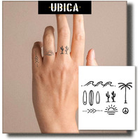 Ubica Semi Permanent Tattoos For Women & Men, 2 Sheets Small Temporary Fake Tattoo Palm Tree, Lasts 7-15 Days Water-Resistant, Realistic Design For Hand&Finger, Non-Reflective Body Art Stickers
