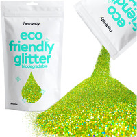 Hemway Eco Friendly Biodegradable Glitter 100G / 3.5Oz Bio Cosmetic Safe Sparkle Vegan For Face, Eyeshadow, Body, Hair, Nail And Festival - Ultrafine (1/128"" 0.008"" 0.2Mm) - Lime Green Holographic