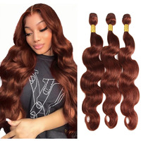 Niciitysi Auburn Human Hair Color 33 Reddish Brown Body Wave Bundles 30 32 34 Inch Double Weft Brazilian Virgin Remy Hair Extensions Copper Red Silky Soft For Women