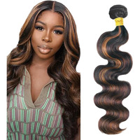 Fb30 Bundles Ombre Brown Body Wave Human Hair Bundle Two Tone Black Mixed With Color 30 Brown 1 Bundle 30 Inch P1B30 Highlight Body Wave Bundles Hair Weave