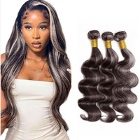Brown Bundles Highlight Gray Body Wave Human Hair Bundles Raivide Silver Bundles Hair Weave Two Tone Brown Mixed With Grey Bundles Human Hair 16 18 20 Inch
