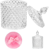 2 Pieces Large Body Powder Puff And Container Powder Container With Puff Crystal Case Soft Washable Reusable Velour Face Body Glitter Wet Dry Makeup (Rome)